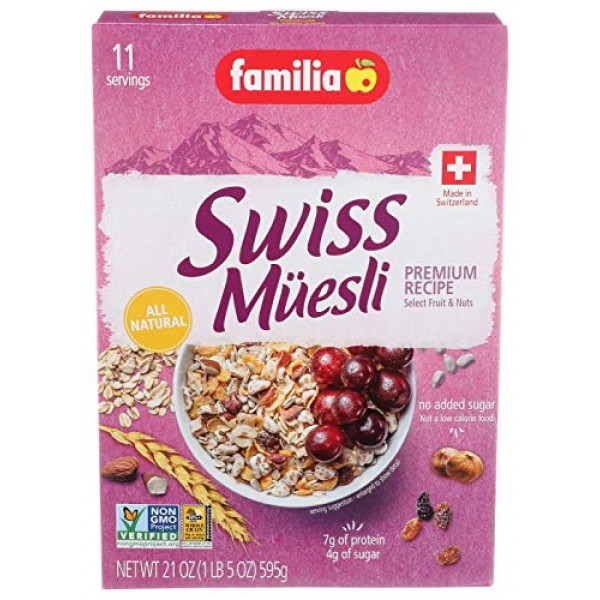 Familia Swiss Muesli Premium, No Sugar Added, 21 Ounce Pack Of 6