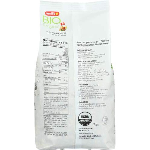 Familia Bio Organic Swiss Muesli, Fruit And Nut, 16-Ounce Bag