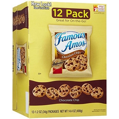 Famous Amos Chocolate Chip Cookies Snack Bags - 1.4 Oz - 12 Ct