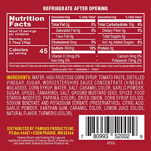 Famous Daves-Bbq Sauce Texas Pit 19.0 Ozpack Of 2