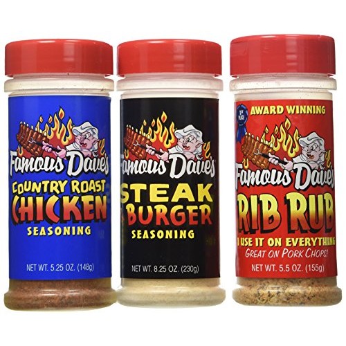 Famous Daves Seasonings 3 Pack Bundle - Steak Burger, Rib Rub An