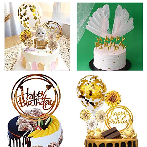 Fantasyon 24 Pcs Happy Birthday Cake Toppers Set, Cake Candles T