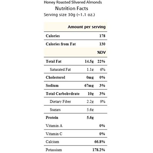 California Honey Roasted Slivered Blanched Almonds 2 Lbs. - A ...