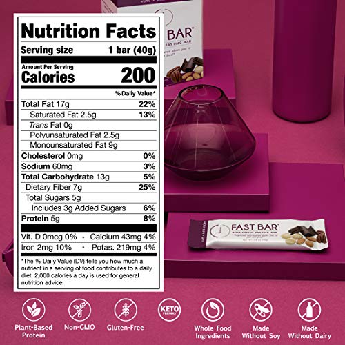 Fast Bar, Nuts &Amp; Dark Cocoa, Gluten Free, Plant Based Protein Ba
