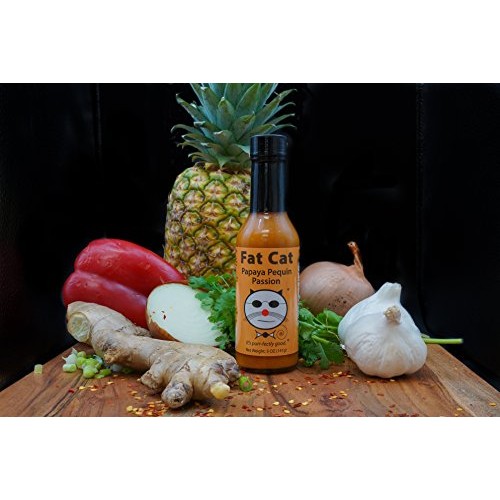 Fat Cat Papaya Pequin Passion Hot Sauce, Preservative-Free, Glut
