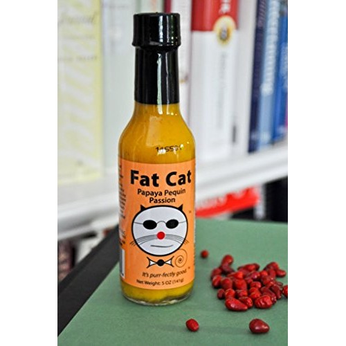 Fat Cat Papaya Pequin Passion Hot Sauce, Preservative-Free, Glut
