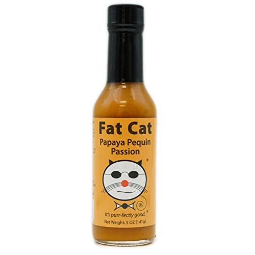Fat Cat Papaya Pequin Passion Hot Sauce, Preservative-Free, Glut