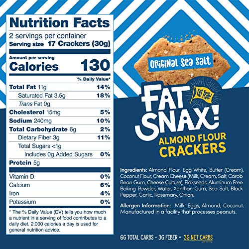 Fat Snax Almond Flour Crackers - Low-Carb And Gluten-Free Keto C