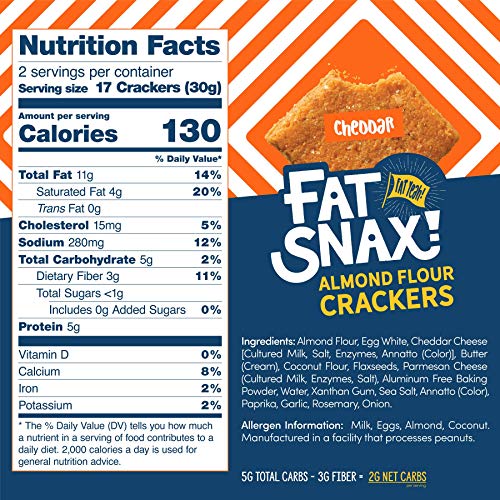 Fat Snax Almond Flour Crackers - Low-Carb And Gluten-Free Keto C