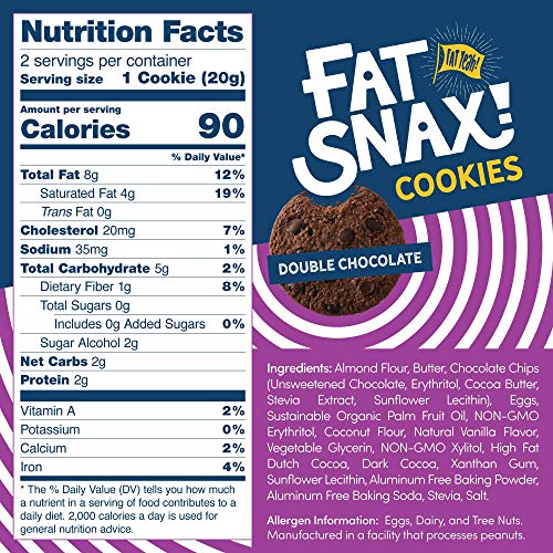 Fat Snax Cookies - Low Carb, Keto, And Sugar Free Double Chocol