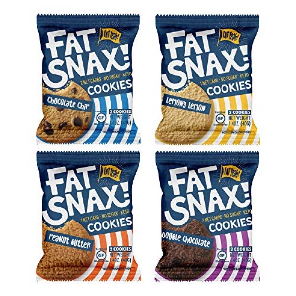Fat Snax Cookies - Low Carb, Keto, And Sugar Free Variety Pack,
