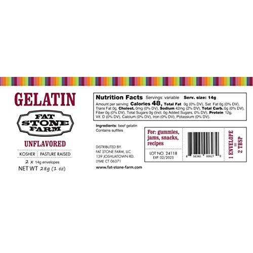 Fat Stone Farm Kosher Beef Gelatin Powder Unflavored - - 2 X S
