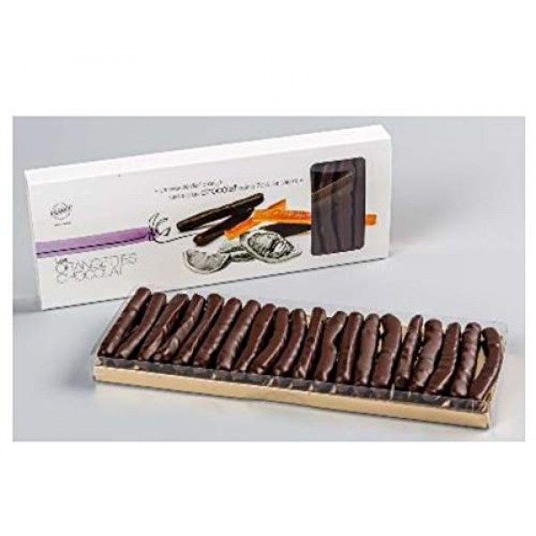 Les Orqangettes Chocolat French Candied Orange Peel Covered Wi