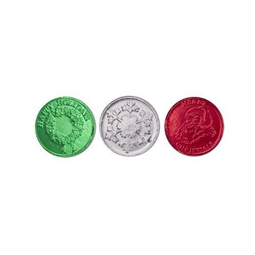 Assorted Christmas Chocolate Coins Red, Silver And Green - 8 Oz,