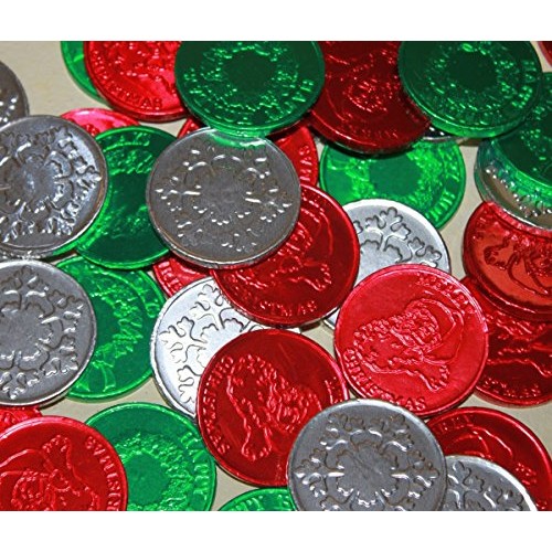 Assorted Christmas Chocolate Coins Red, Silver And Green - 8 Oz,