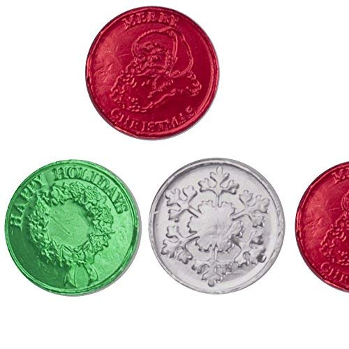 Assorted Christmas Chocolate Coins Red, Silver And Green - 8 Oz,