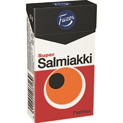 4 Boxes X 38G Of Fazer Super Salmiakki - Original Finnish Salty