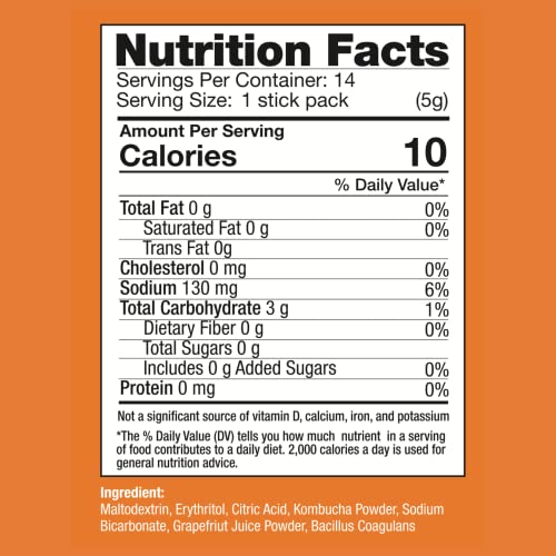 FeelGood Superfoods Kombucha Iced Tea Packets, Delicious Grapefr...