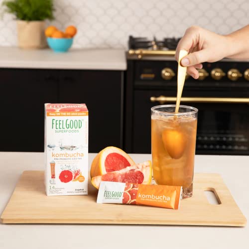 FeelGood Superfoods Kombucha Iced Tea Packets, Delicious Grapefr...