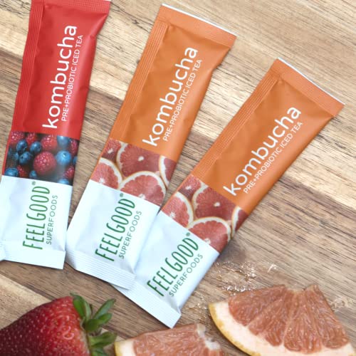 FeelGood Superfoods Kombucha Iced Tea Packets, Delicious Grapefr...