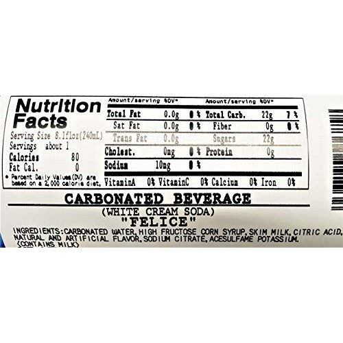 Felice Carbonated Beverage White Cream Soda Yogurt Flavored 6 P