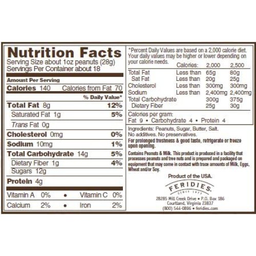 Feridies Butter Toffee Peanuts - 18Oz Can