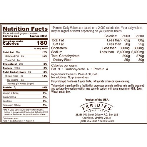 Feridies Salted Super Extra Large Virginia Peanuts 40Oz Vacuum S