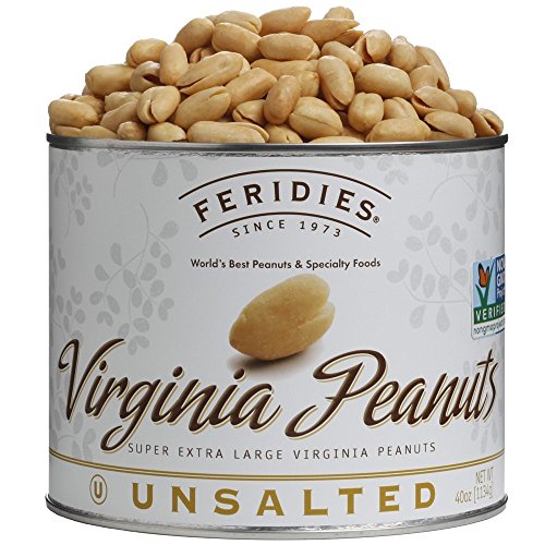 Feridies Super Extra Large Unsalted Virginia Peanuts - 40Oz Vacu