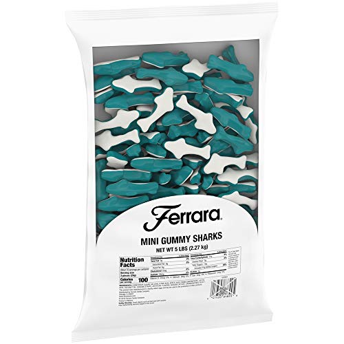 Gummy Sharks Large Candy - Ferrara Gummi Sharks Candy , Bulk 5 Lb