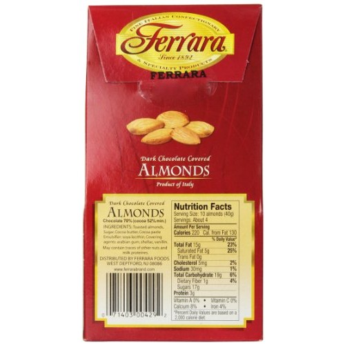 Ferrara Dark Chocolate Covered Almonds, 5.6-Ounce Boxes Pack Of 4