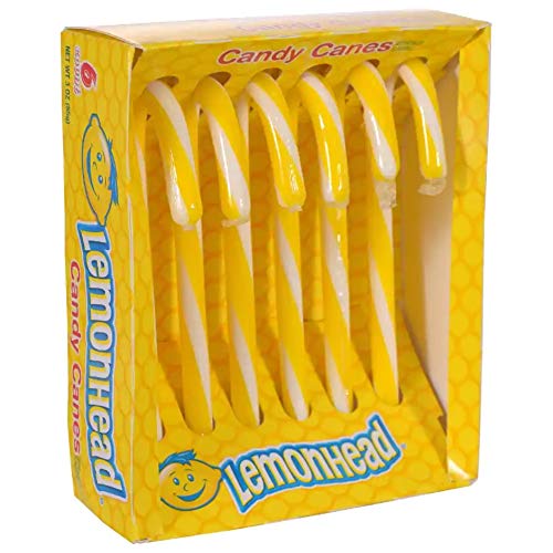 Ferrara 1 Box Lemonhead Candy Canes - 6 Individually Wrapped P