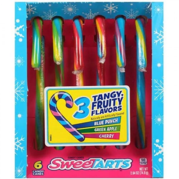 Ferrara 1 Box SweeTarts Candy Canes - 3 Flavors: Blue Punch, G...
