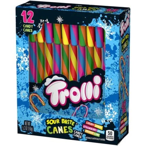 Ferrara 1 Box Trolli Sour Brite Candy Canes - 3 Flavors: Cherr