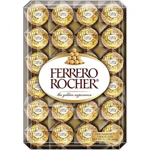 Ferrero Rocher Fine Hazelnut Chocolates, 48 Count Flat, 21.2 Oz