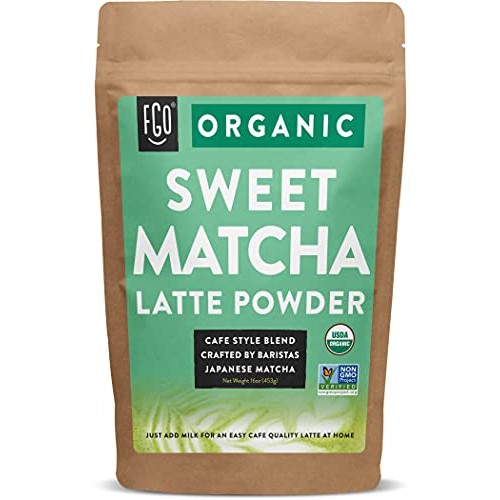 FGO Organic Sweet Matcha Latte Powder, Japanese Matcha, Brazilia...
