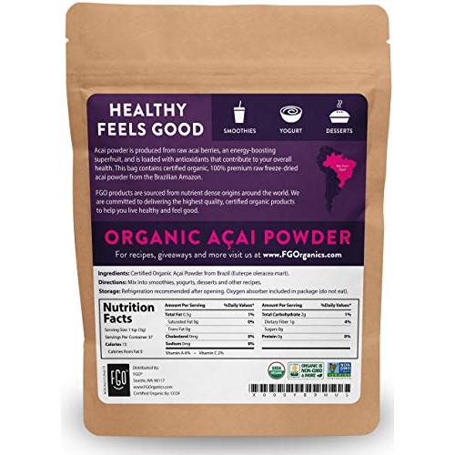 Organic Acai Powder Freeze-Dried | 4Oz Resealable Kraft Bag |