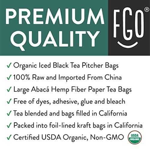 Organic Black Iced Tea Bags | 36 Pitcher Bags | Eco-Conscious Te...