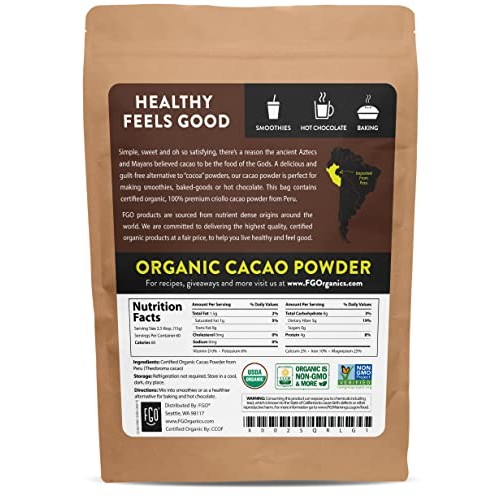 Organic Cacao Powder | Premium Criollo Beans from Peru | 32oz Re...