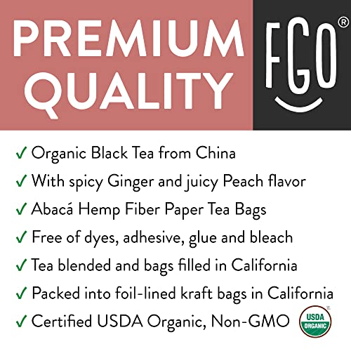 Organic Ginger Peach Black Tea Bags | 100 Tea Bags | Eco-Conscio...