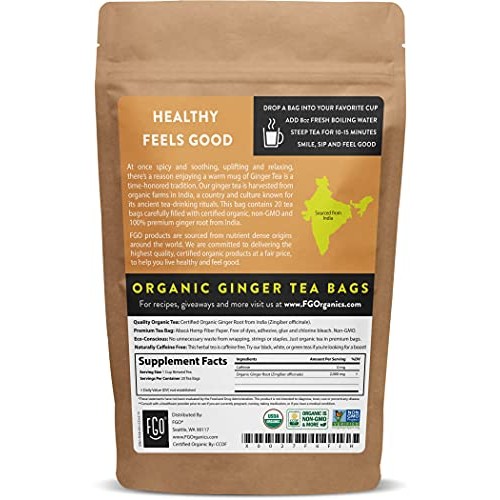 Organic Ginger Tea Bags | 20 Tea Bags | Eco-Conscious Tea Bags I