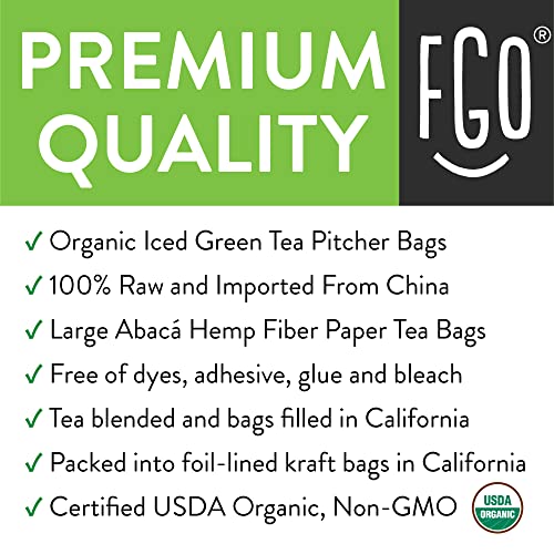 Organic Green Iced Tea Bags | 36 Pitcher Bags | Eco-Conscious Te...