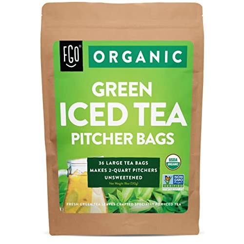 Organic Green Iced Tea Bags | 36 Pitcher Bags | Eco-Conscious Te...
