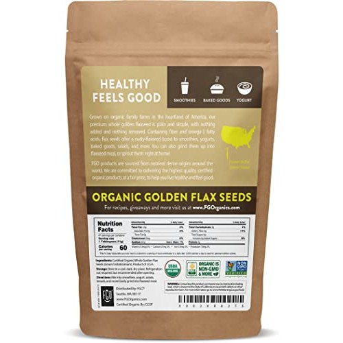 Organic Whole Golden Flax Seeds | Sproutable | Grown In Usa | 16