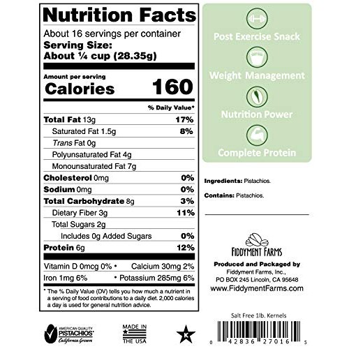 Fiddyment Farms 1 Lb Unsalted Pistachio Kernels