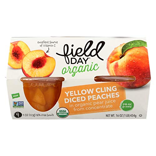 Peaches, 95% Organic, Diced, Cups , 4/4Oz Pack Of 6