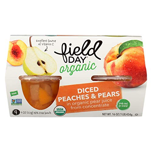 Field Day Organic Diced Peaches And Pear, 4 Ounce - 4 Per Pack -
