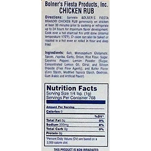 Bolners Fiesta Extra Fancy Chicken Rub, 24 Oz.