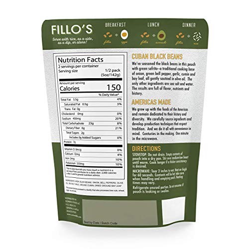 Fillo’S Cuban Black Beans, 6 Count, Ready To Eat Sofrito &Amp; Beans