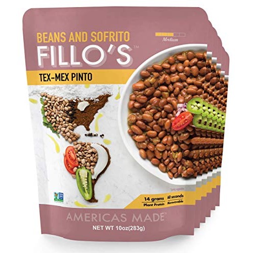 Fillo’S Tex Mex Pinto Beans, Ready To Eat Sofrito Beans, 6 Count