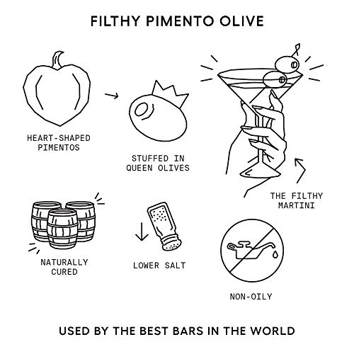 Filthy Food Pimento Stuffed Olives - Premium Martini Garnish - N